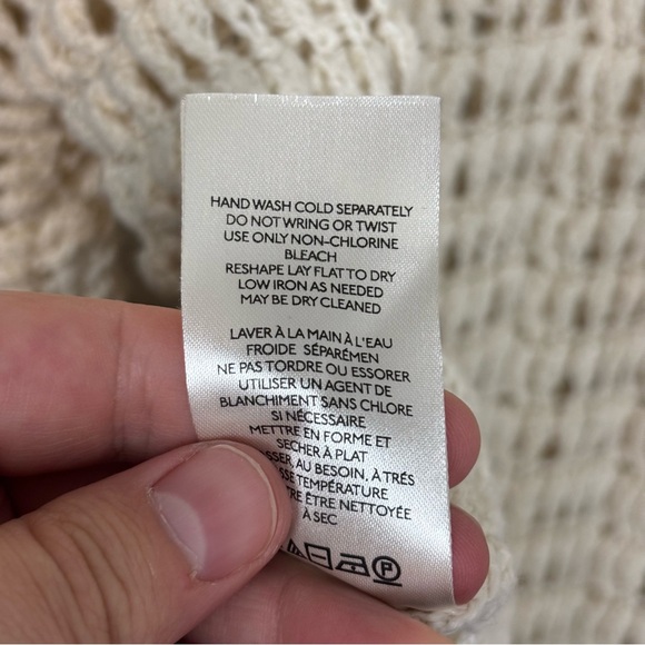 Free People Cozy Pullover Crochet Knit Blouse Ivory Size XL - Picture 12 of 12